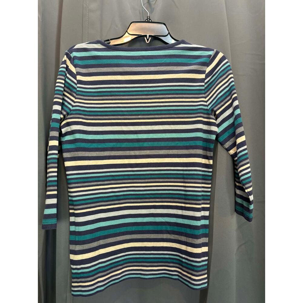 Croft & Barrow Womens 3/4 Sleeve Striped Snaps Shirt Size M StreetCore Y2K